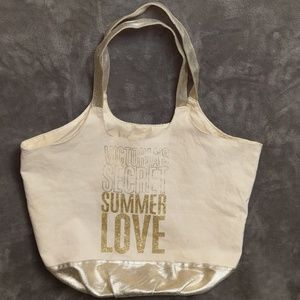 VS tote bag canvas gold letters Victoria's Secret